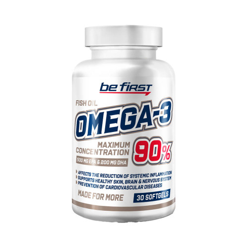 Витамины омега-3 с концентрацией 90% Be First Fish Oil Omega 3 90% Maximum Concentration, 30 капсул