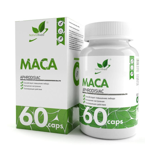 NaturalSupp MACA, Мака перуанская экстракт 500 мг, для повышения либидо, для мужчин, 60 капсул