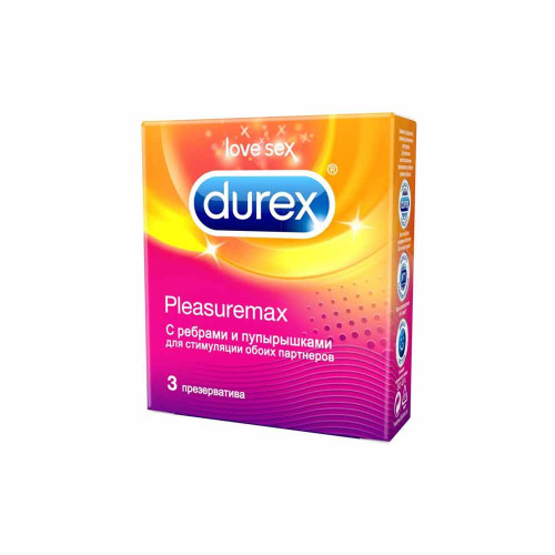 Презервативы Durex Pleasuremax  кольцами и пупырышками, 3 шт