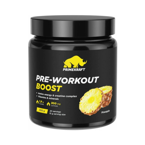 Предтренировочный комплекс Prime Kraft PRE-WORKOUT BOOST, Ананас, 300 гр